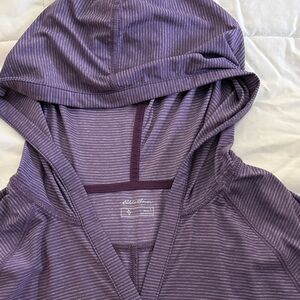 Eddie Bauer Lavender Striped Hoodie